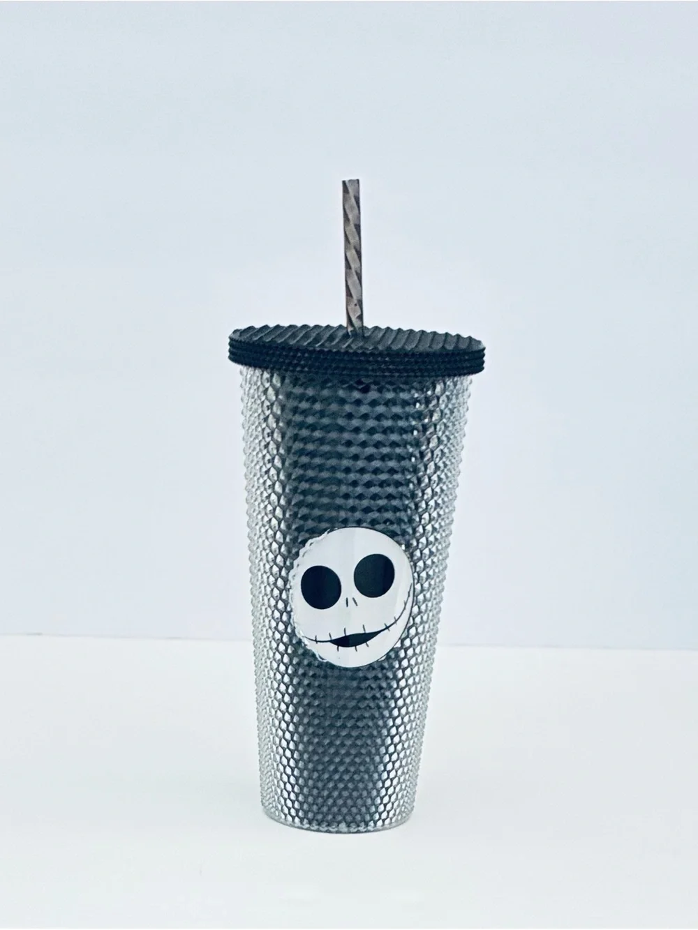 Nightmare Before Christmas Jack Tumbler Studded Cup Textured Black Lid Straw